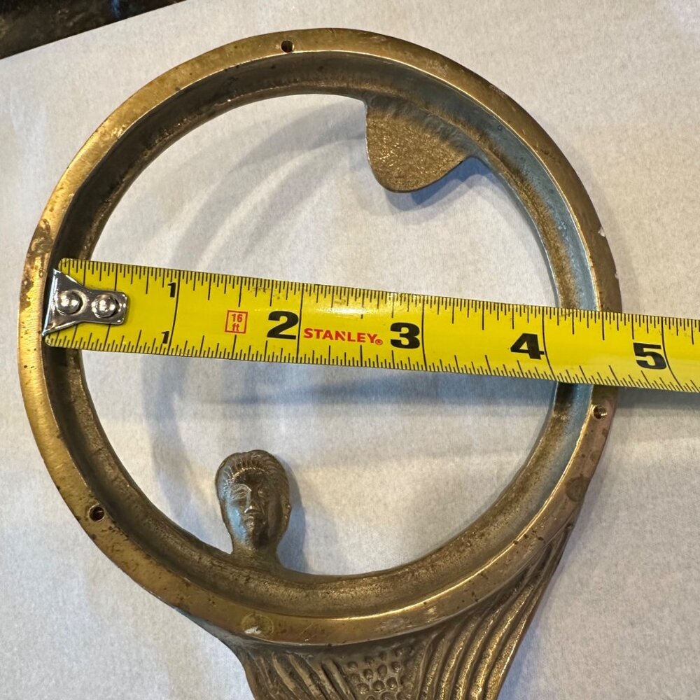 Vintage Antique Brass Hand Mirror Frame Art Nouveau Female Figure Vanity Deco - Picture 3 of 12